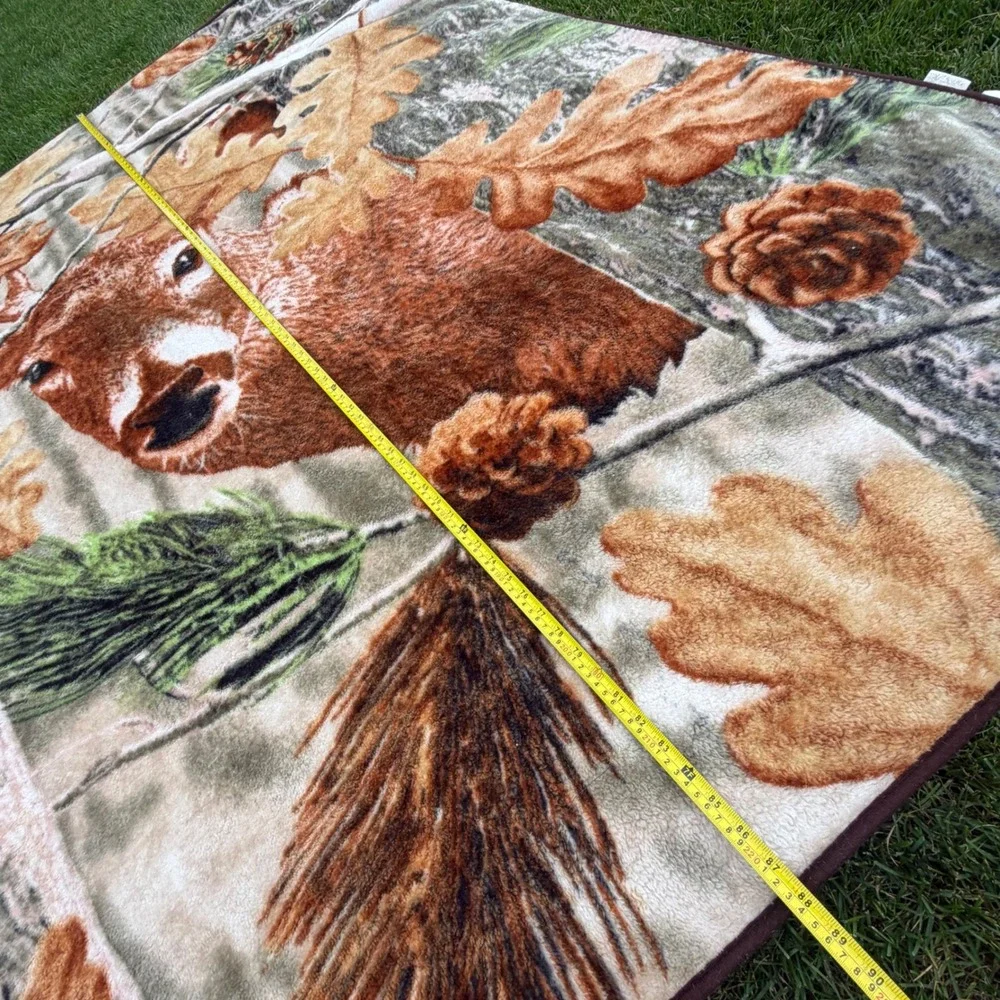 A+ Huntsman Collection Reversible Deer Fleece Blanket Rustic Cabin Lodge 92x77